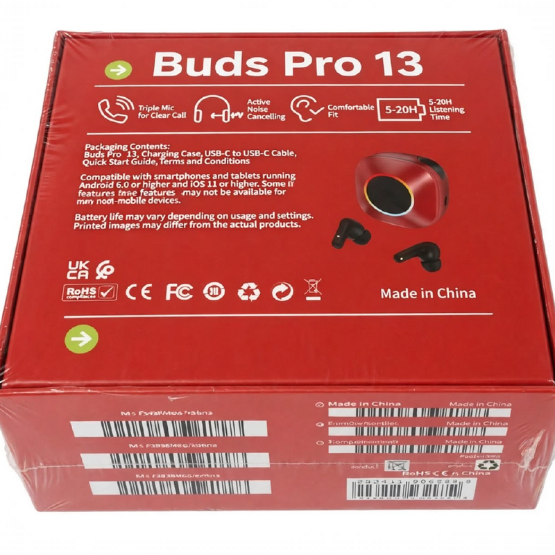 Buds Pro 13 Wireless Earbuds – ANC + ENC, Triple Mic