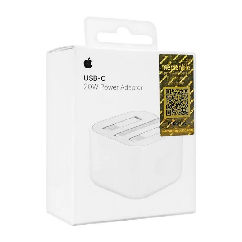 Apple 20W USB-C Power Adapter – 3-Pin, Fast Charging, White