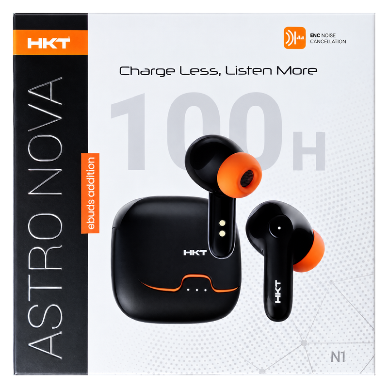 HKT Astro Nova N1 Wireless Earbuds – 100 Hours Playtime, ENC & Bluetooth 5.4