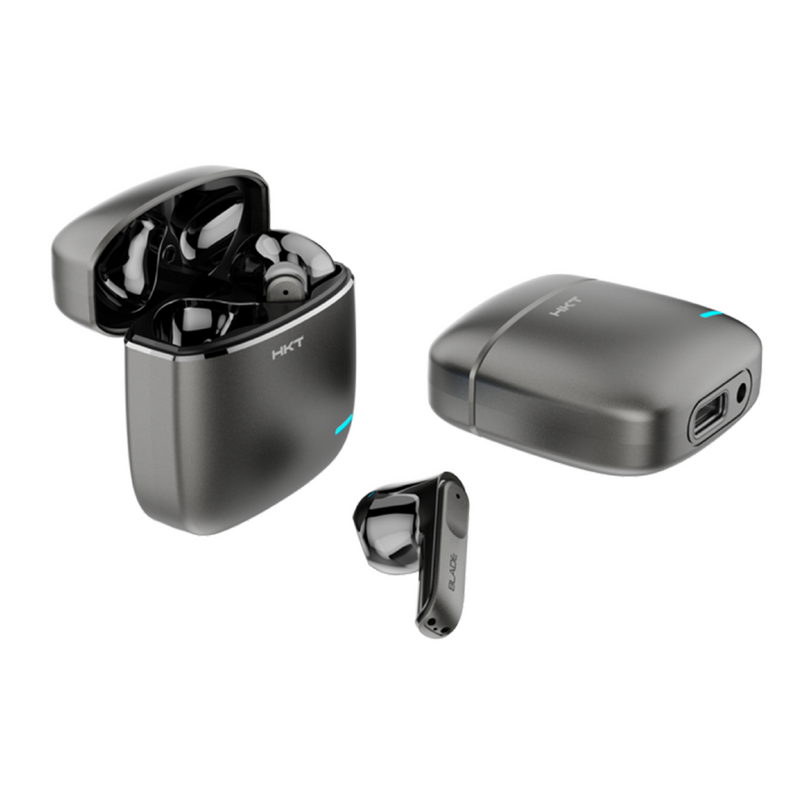 HKT Blade Wireless Earbuds – Titanium Case, Bluetooth 6.0, Dual Pairing & ENC