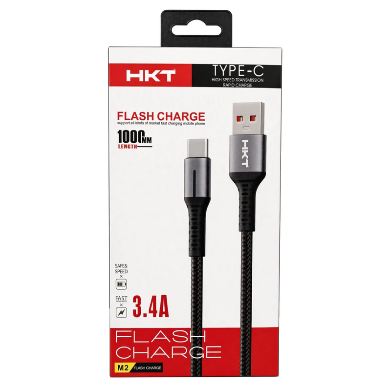HKT-M2 Type-C Flash Charge Cable 3.4A | 1 Meter Braided Cable