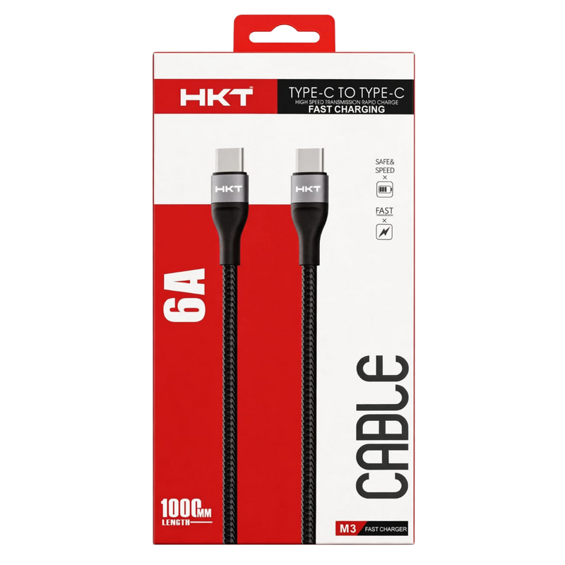 HKT-M3 Type-C to Type-C Cable 6A | 1 Meter Braided Fast Charging