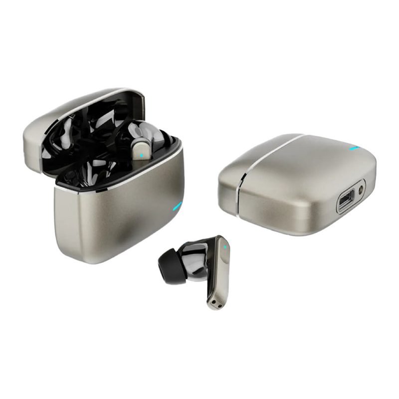 HKT Iron X Wireless Earbuds – Active Noise Cancellation, Bluetooth 6.0, Dual Pairing & Metallic Case