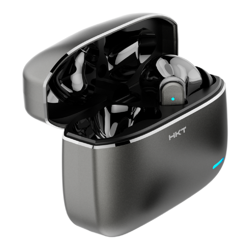 HKT Iron X Wireless Earbuds – Active Noise Cancellation, Bluetooth 6.0, Dual Pairing & Metallic Case