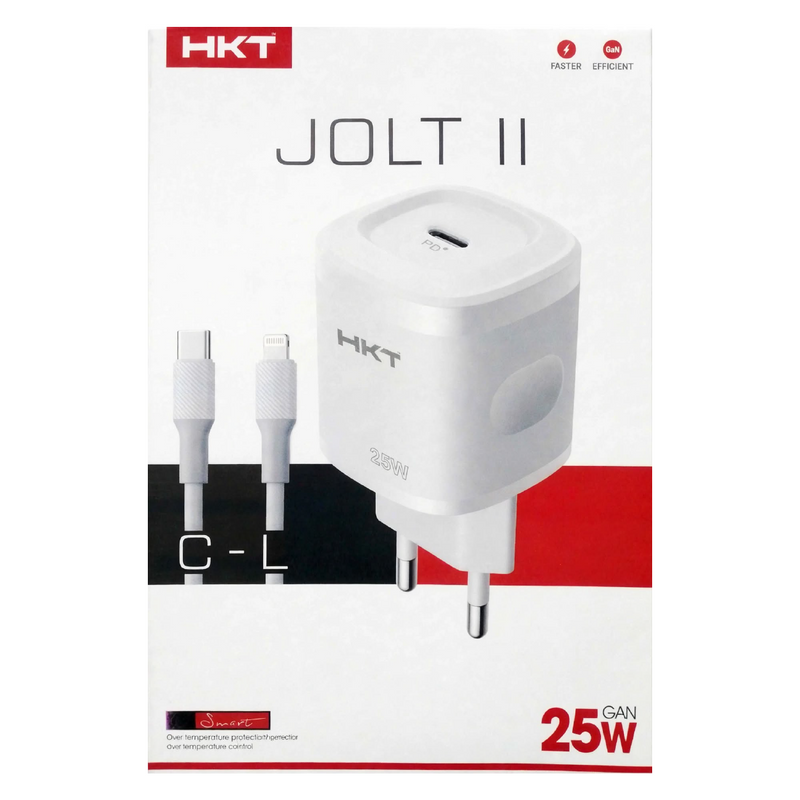 HKT Jolt II 25W GaN Fast Charger – PD Type-C Port, Smart Temperature Protection