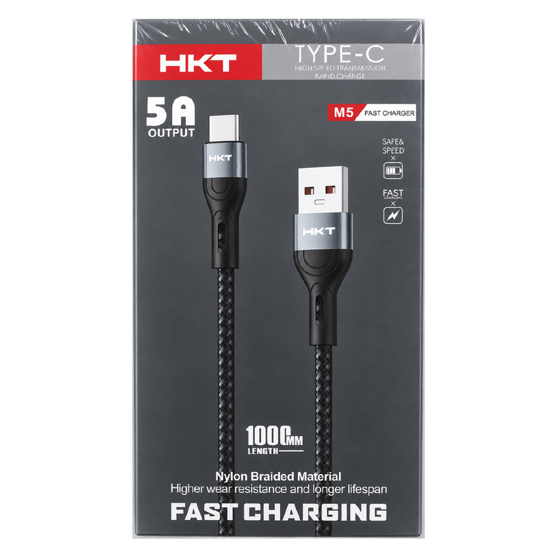 HKT M5 Type-C Fast Charging Cable – 5A Output, 1 Meter