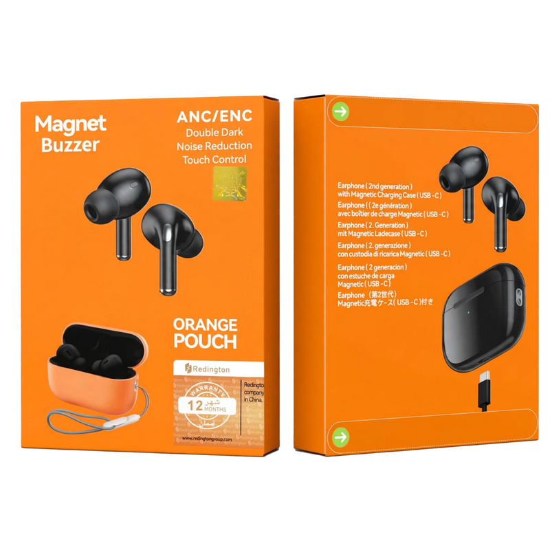 Earbuds 2 Orange Magnet Buzzer Wireless Earbuds