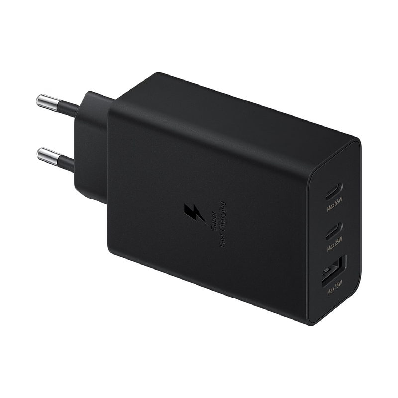 Samsung 65W PD Power Adapter Trio – 2 x USB-C + 1 x USB-A, 2-Pin, Black