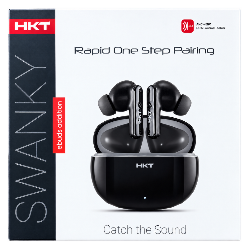 HKT Swanky Wireless Earbuds – 42dB Hybrid ANC + ENC, Bluetooth 5.4 & IPX4