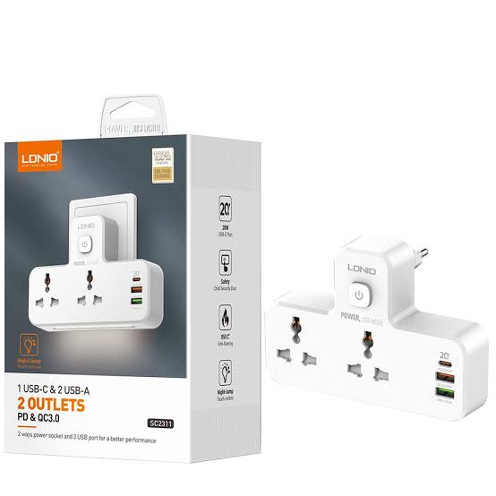 2 AC Outlets Portable Extension Power Socket